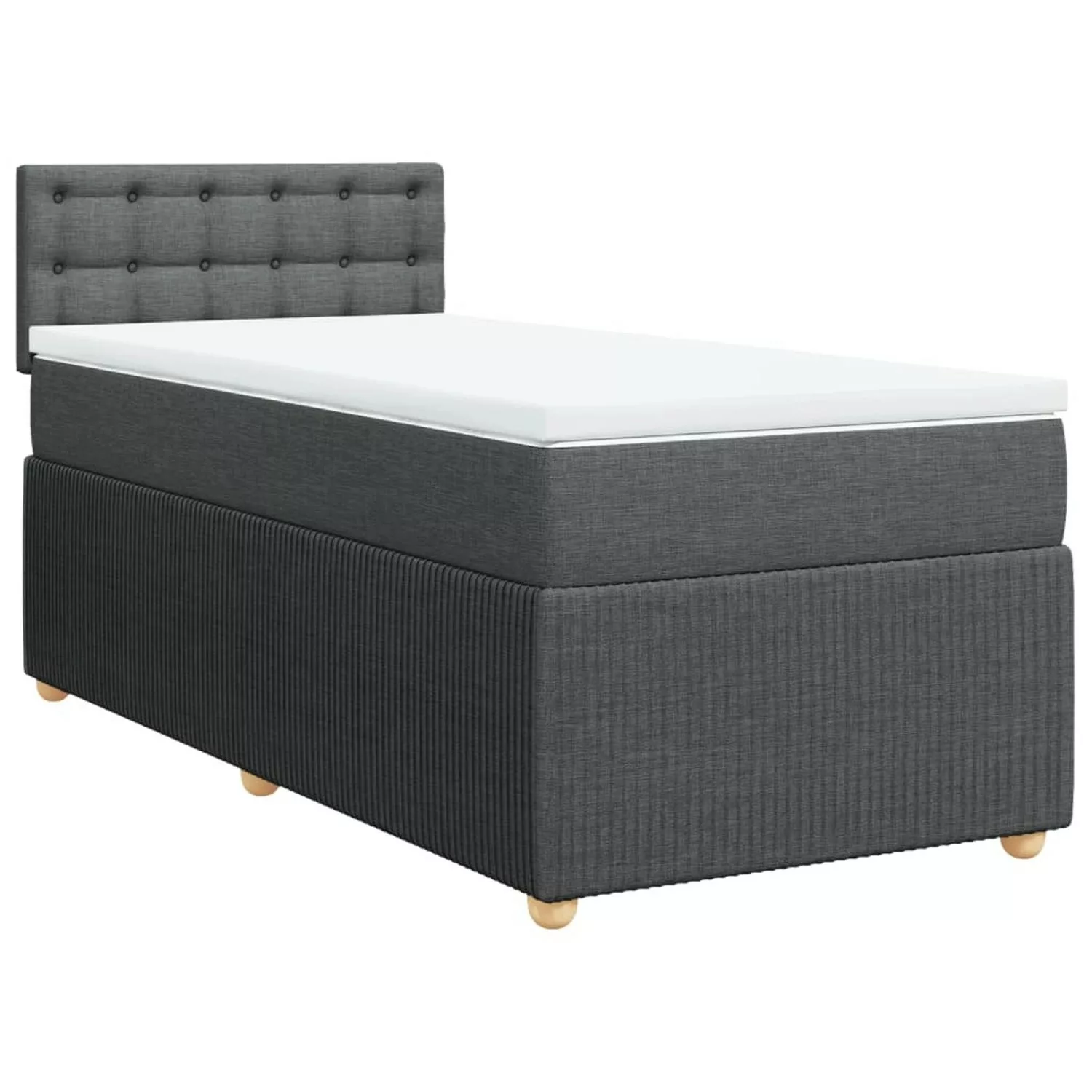 vidaXL Boxspringbett, Boxspringbett mit Matratze Dunkelgrau 90x190 cm Stoff günstig online kaufen