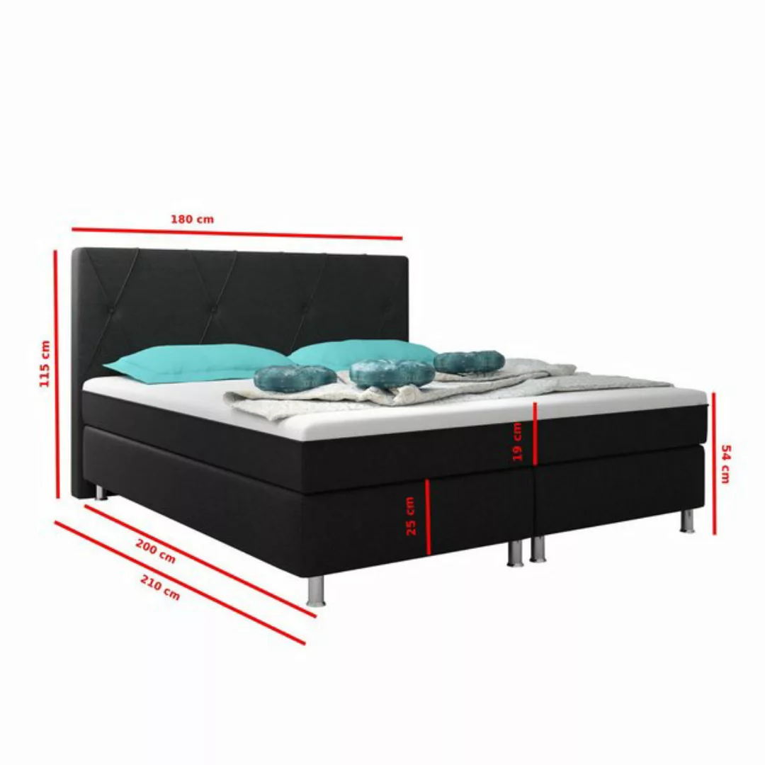 interbed Boxspringbett Boston Plus mit integriertem Topper 180x200 Webstoff günstig online kaufen