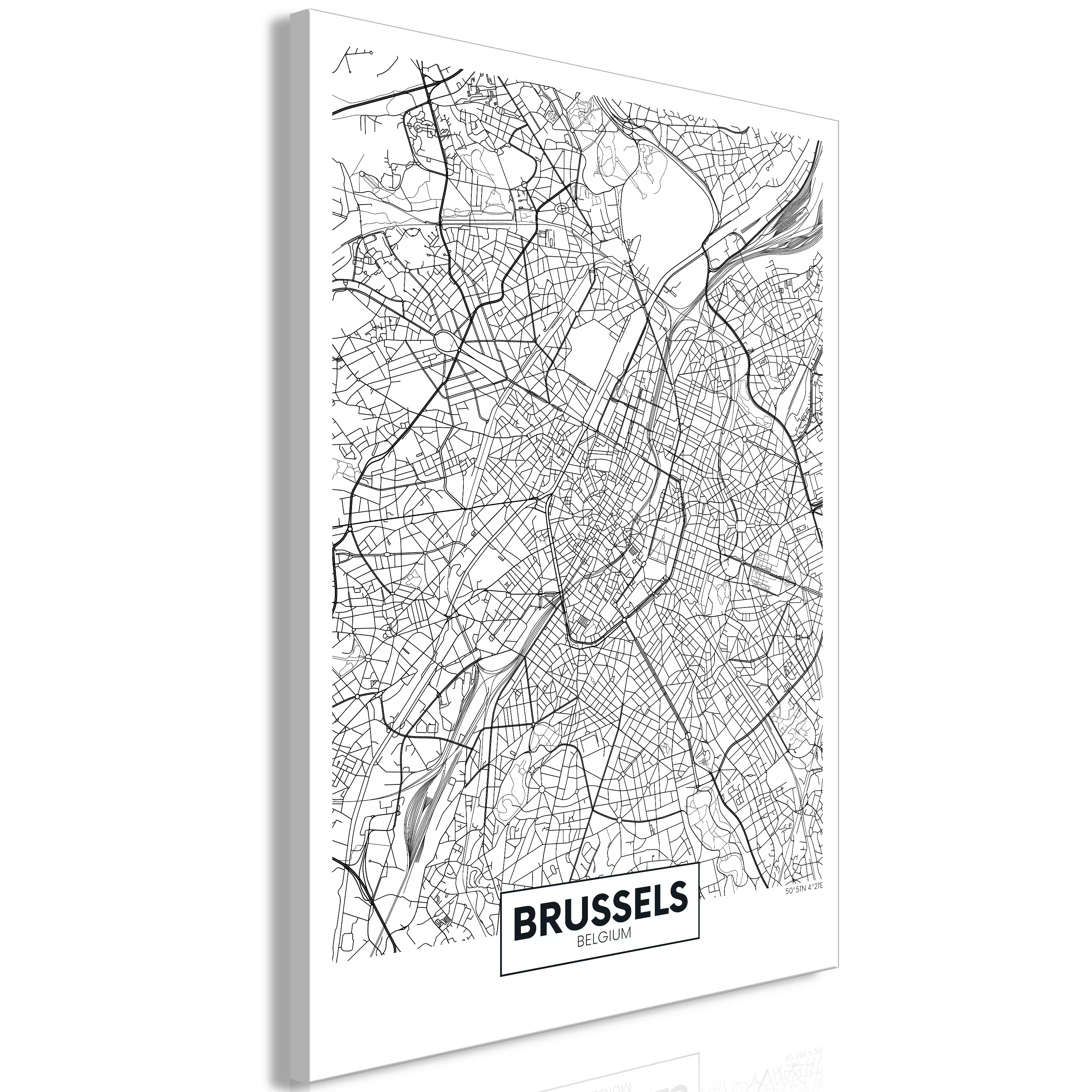 Wandbild - Map Of Brussels (1 Part) Vertical günstig online kaufen