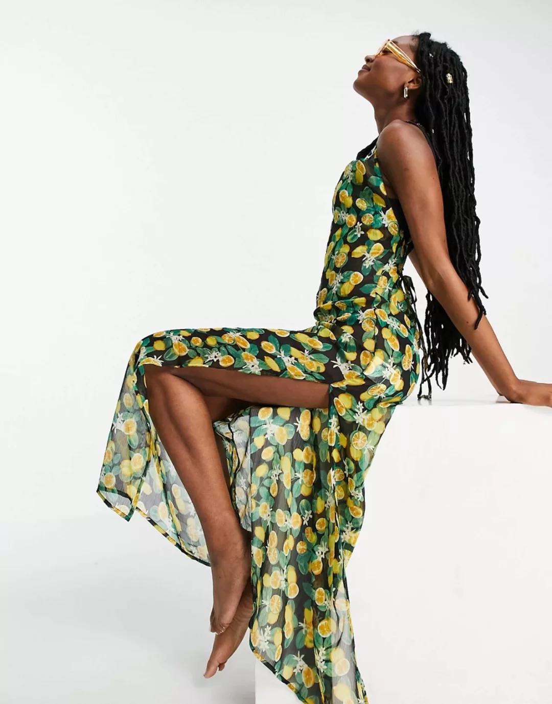 Brave Soul – Strandkleid mit Zitronenmuster und tiefem Rückenausschnitt-Gel günstig online kaufen