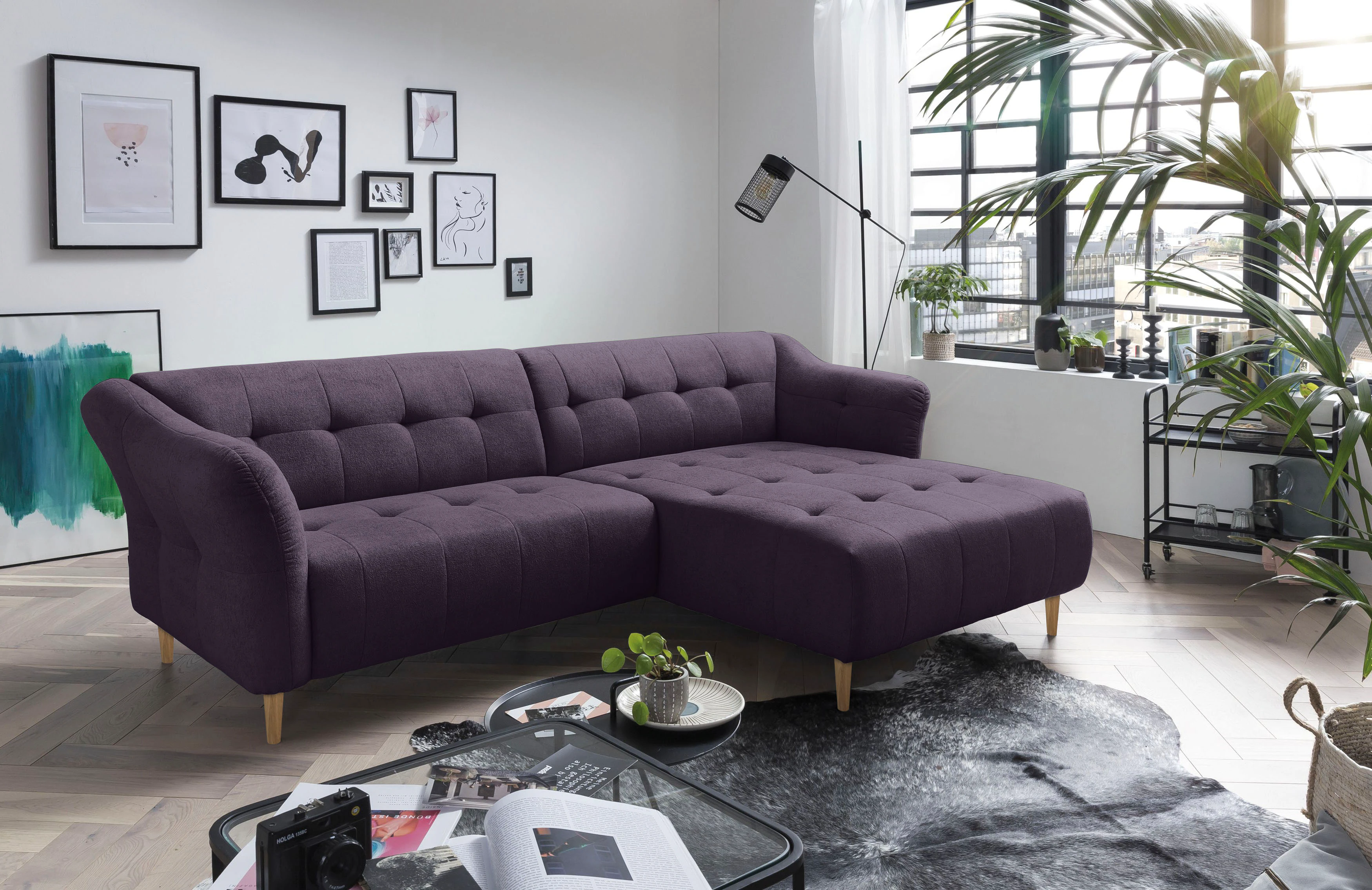 exxpo - sofa fashion Ecksofa "Soraya, L-Form", mit Holzfüßen, frei im Raum günstig online kaufen