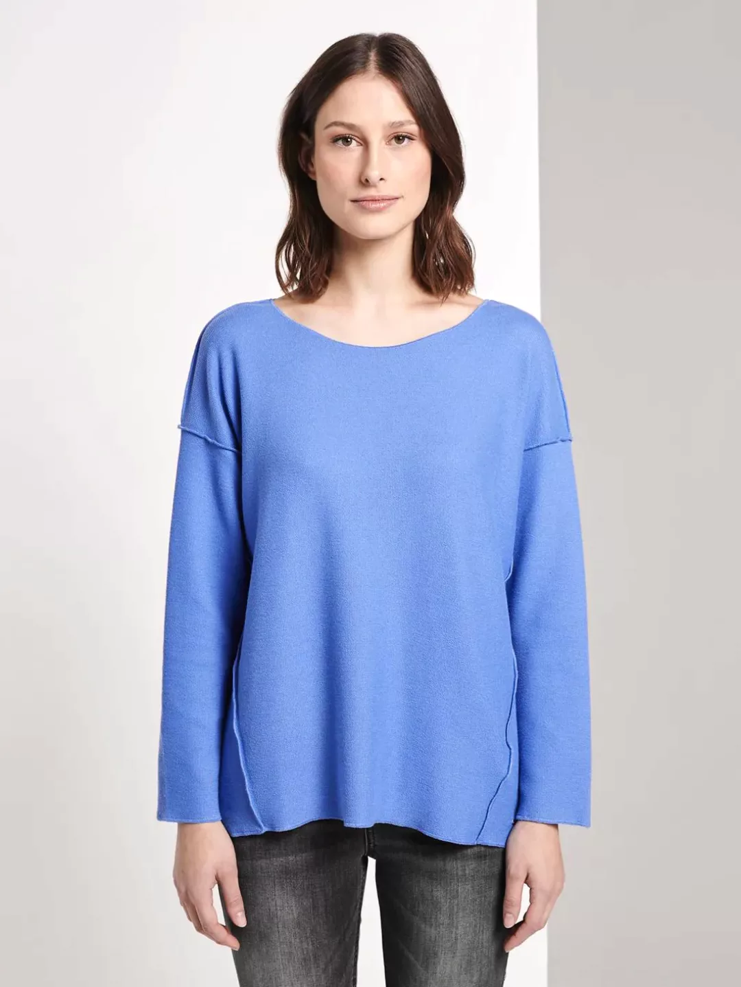Tom Tailor geripptes Oversized Shirt blue günstig online kaufen