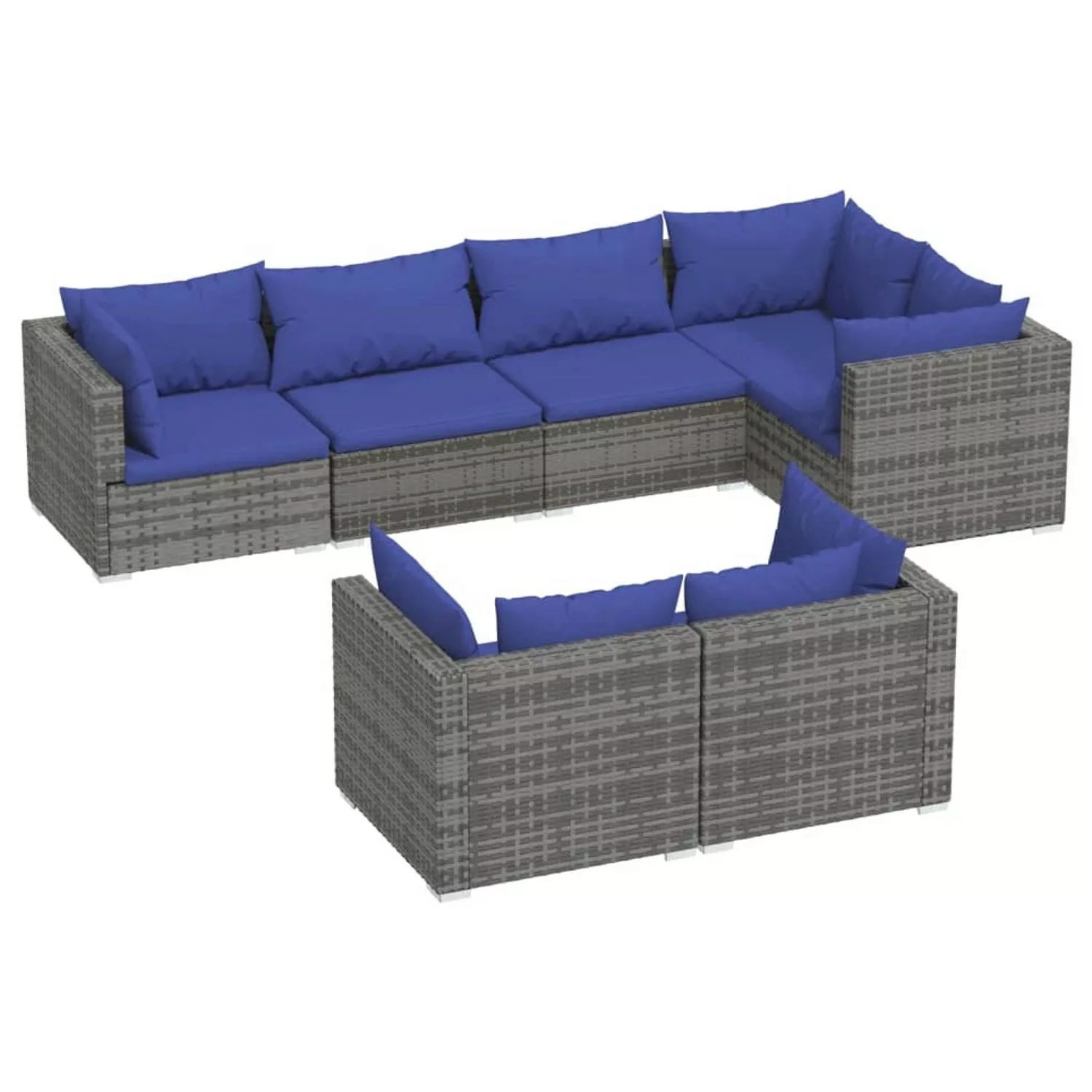 Vidaxl 7-tlg. Garten-lounge-set Mit Kissen Grau Poly Rattan günstig online kaufen