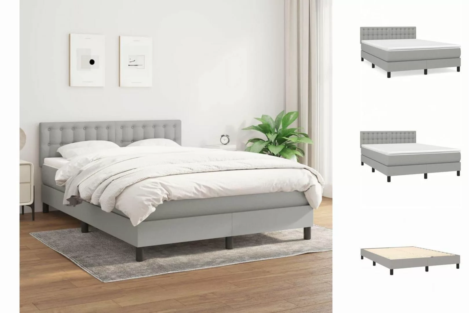 vidaXL Boxspringbett Bett Boxspringbett mit Matratze und LED Stoff (140 x 2 günstig online kaufen