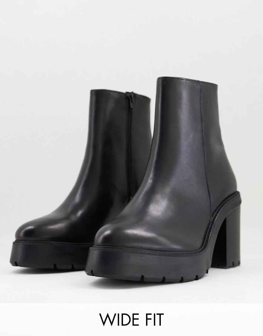 ASOS DESIGN – Chelsea-Stiefel aus schwarzem Leder mit Plateau-Sohle günstig online kaufen