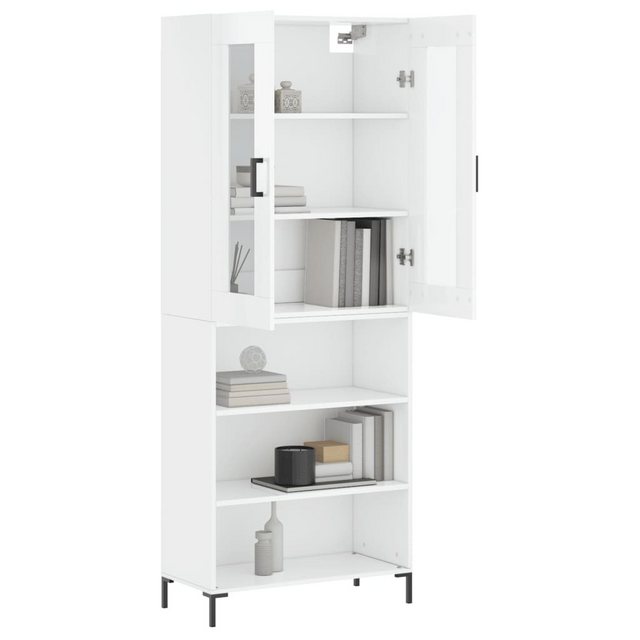 vidaXL Vitrine Highboard Hochglanz-Weiß 69,5x34x180 cm Spanplatte Glas Vitr günstig online kaufen