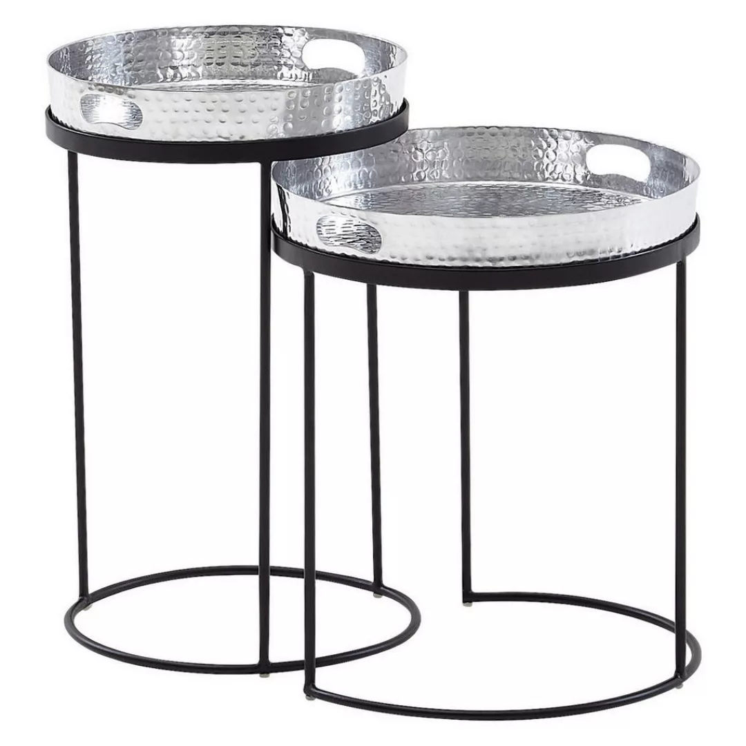 Beistelltisch 2er-Set. silber Metall B/H/T: ca. 38x45x38 cm günstig online kaufen