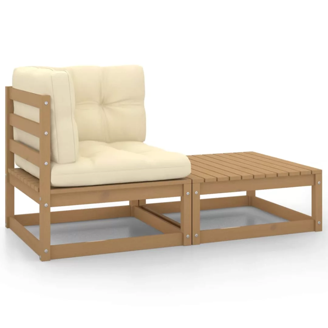 2-tlg. Garten-lounge-set Kissen Honigbraun Massivholz Kiefer günstig online kaufen