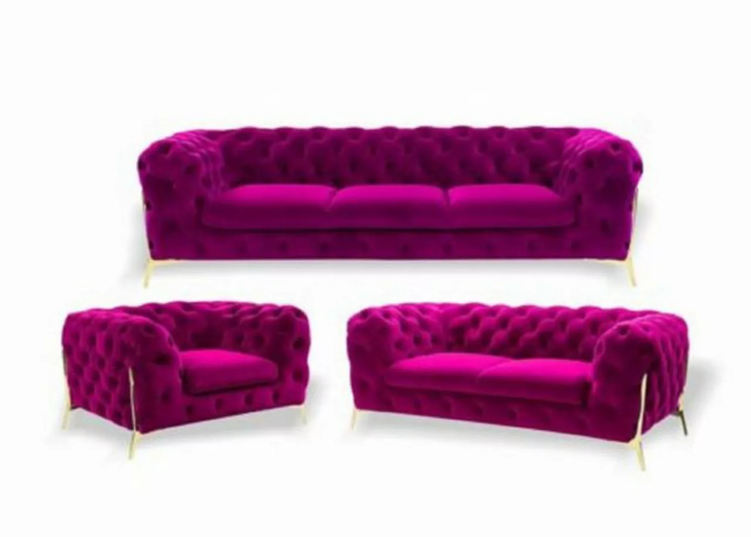 JVmoebel Sofa Braune Luxus Chesterfield Möbel Sofa Garnitur 3 2 1 Sitzer, M günstig online kaufen