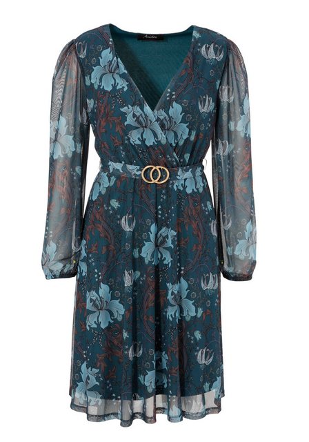 Aniston CASUAL Blusenkleid mit dekorativer Brosche am fixiertem Bindegürtel günstig online kaufen