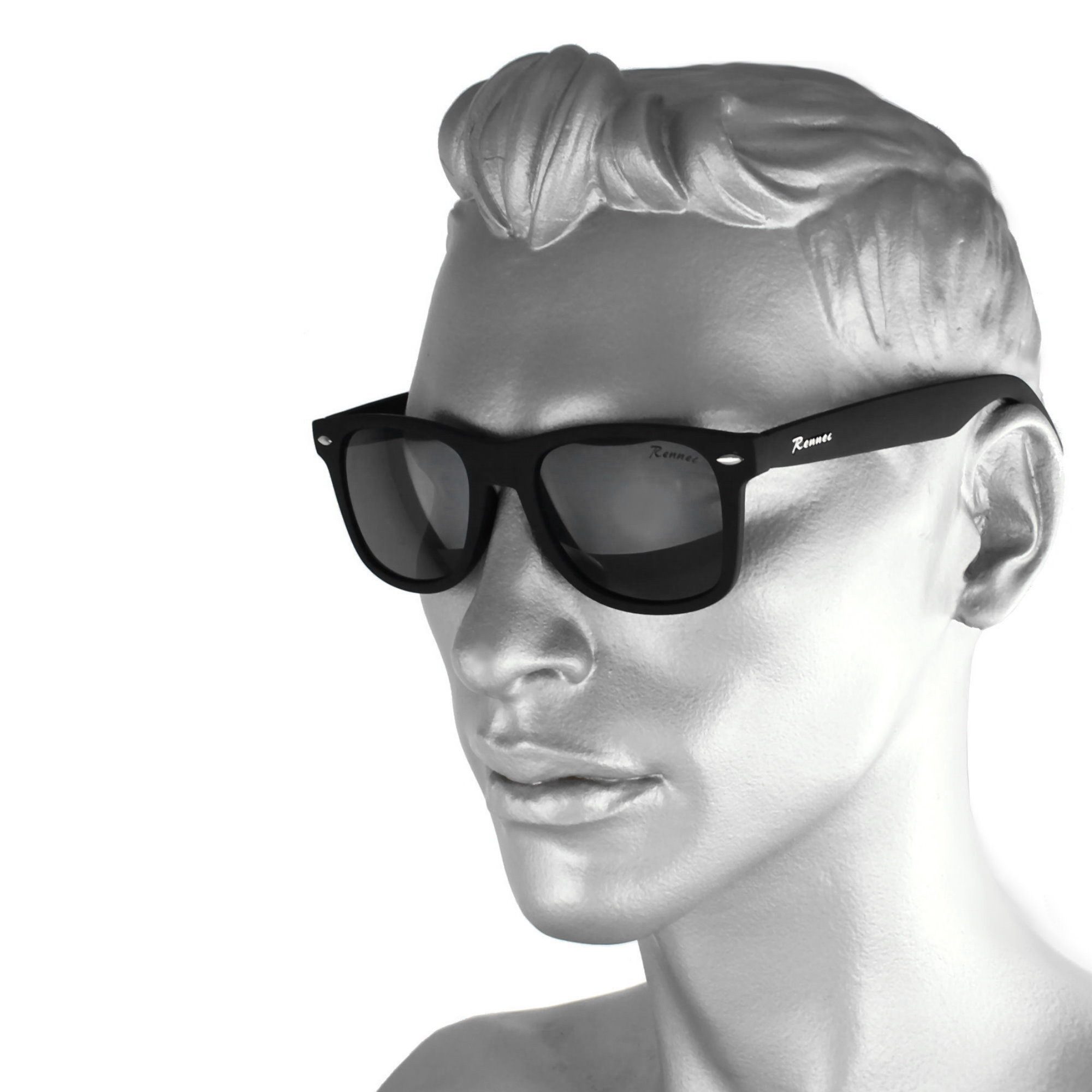Rennec Sonnenbrille (Retro Markenbrille Schwarz Matt günstig online kaufen