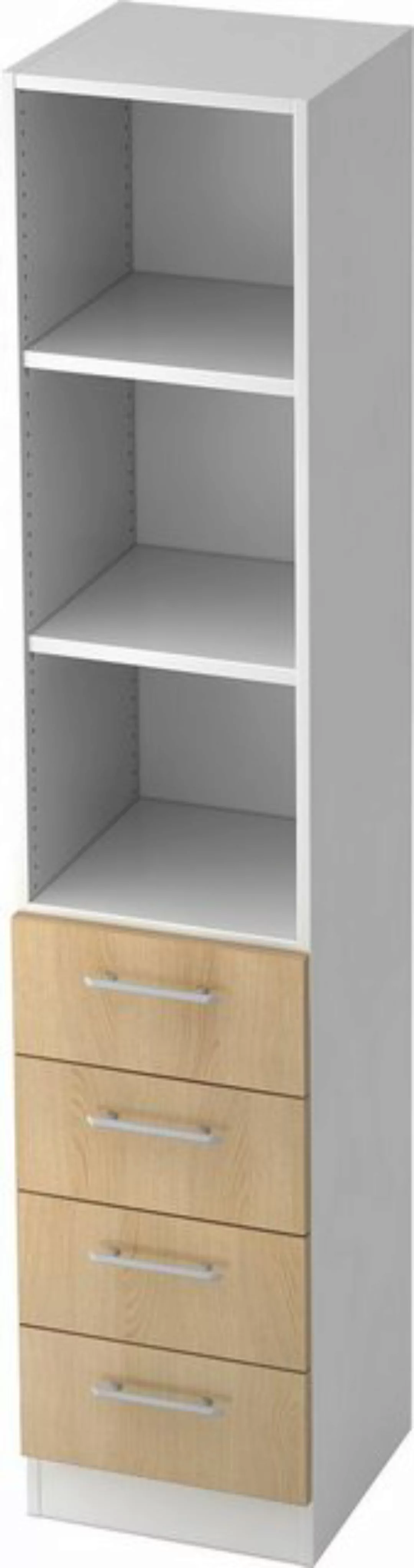 bümö Aktenschrank office Schubladen Kombi - 4 Schübe Dekor: Weiß/Eiche - Gr günstig online kaufen