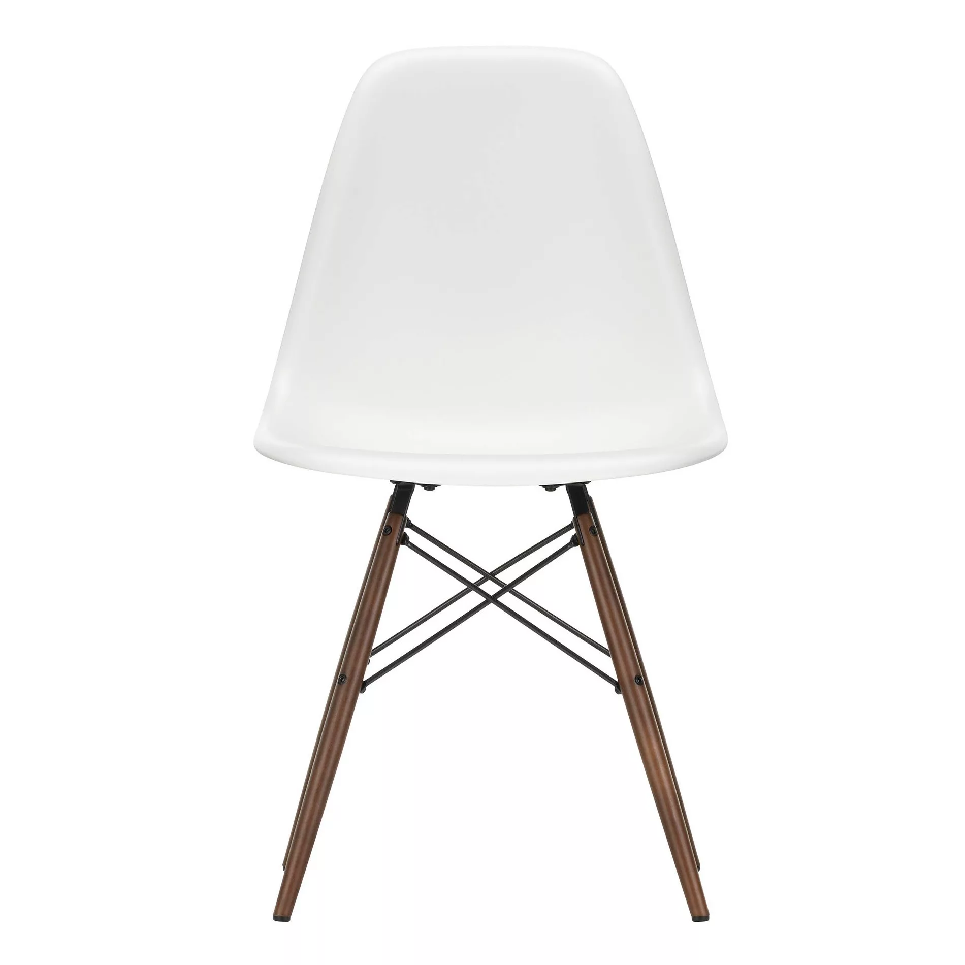 Vitra - Eames Plastic Side Chair DSW Gestell Ahorn dunkel - weiß/Sitzschale günstig online kaufen