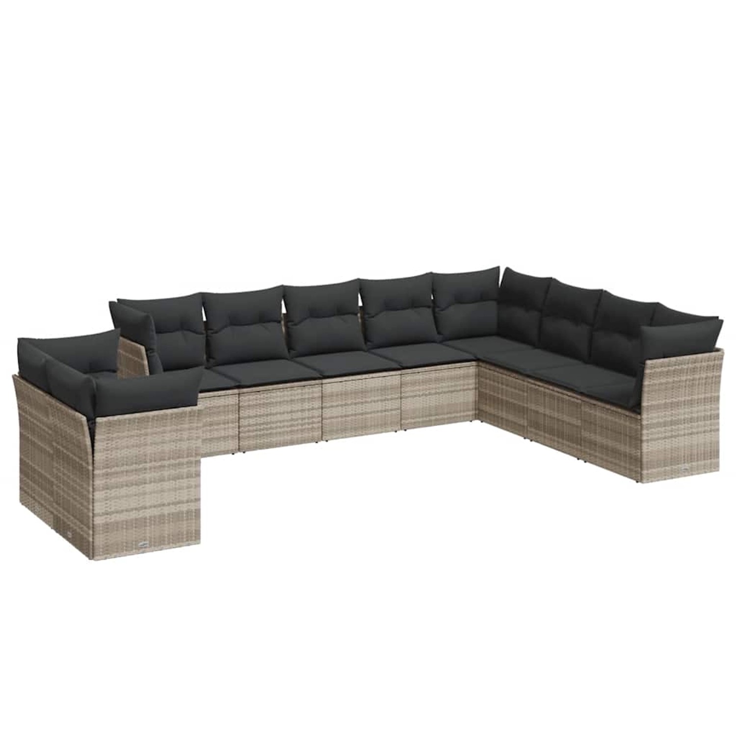 vidaXL 10-Tlg Garten-Sofagarnitur mit Kissen Hellgrau Poly Rattan 3217862 günstig online kaufen