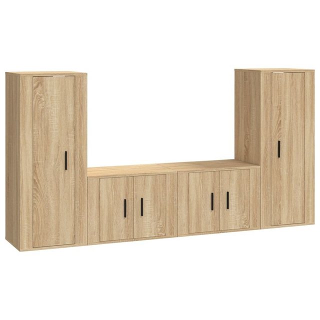 furnicato TV-Schrank 4-tlg. TV-Schrank-Set Sonoma-Eiche Holzwerkstoff günstig online kaufen