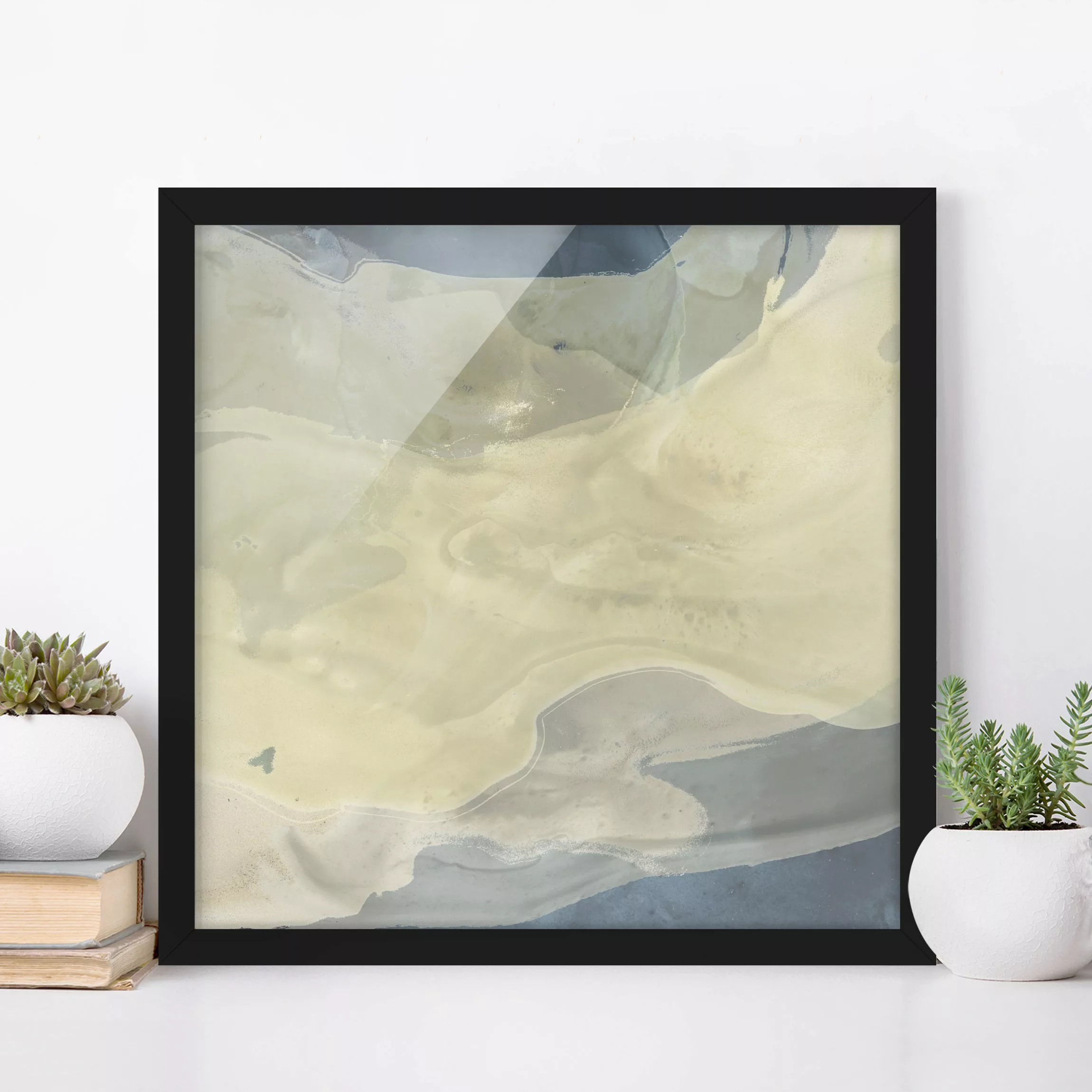 Bild mit Rahmen Abstrakt - Quadrat Ozean und Wüste I günstig online kaufen