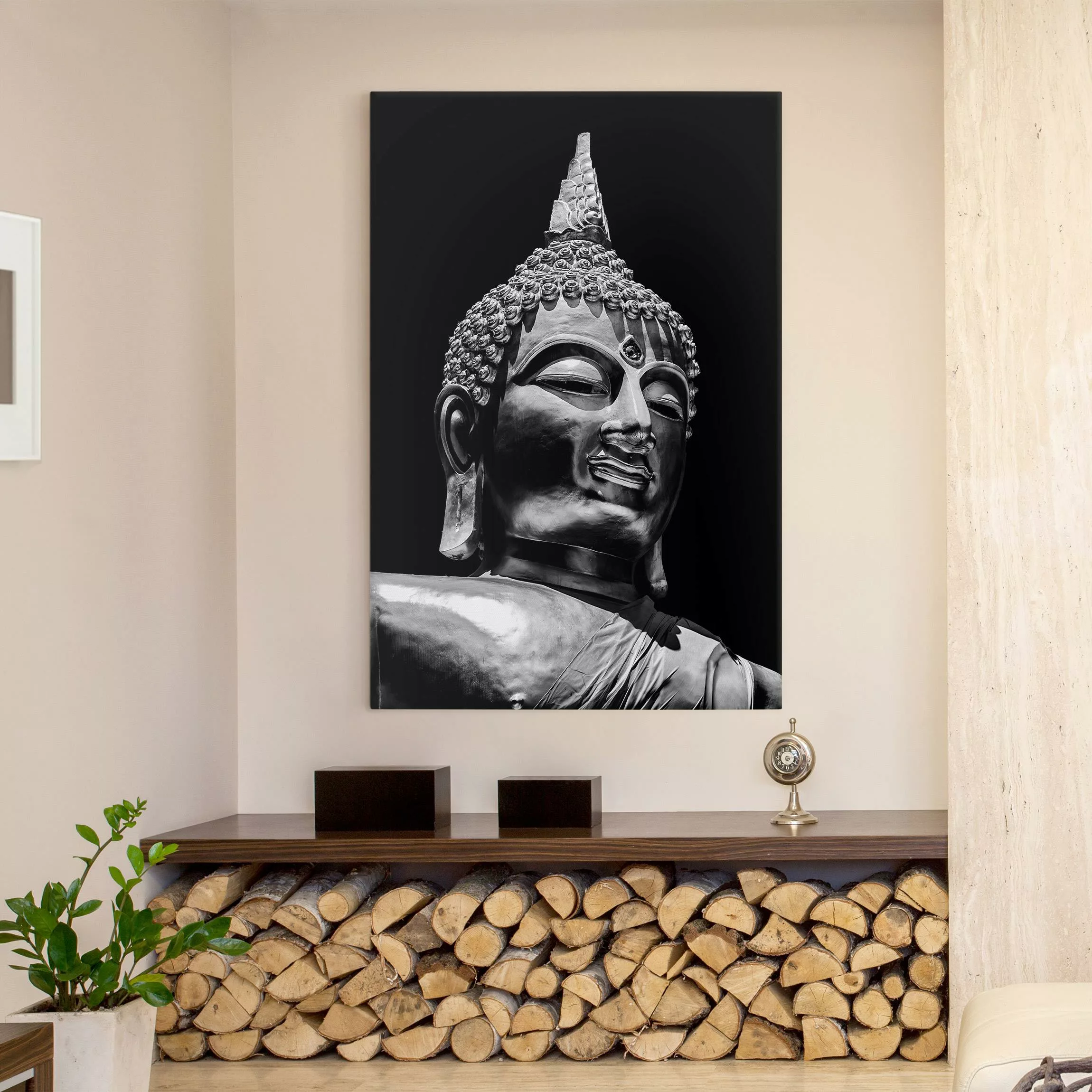 Leinwandbild Buddha Statue Gesicht günstig online kaufen