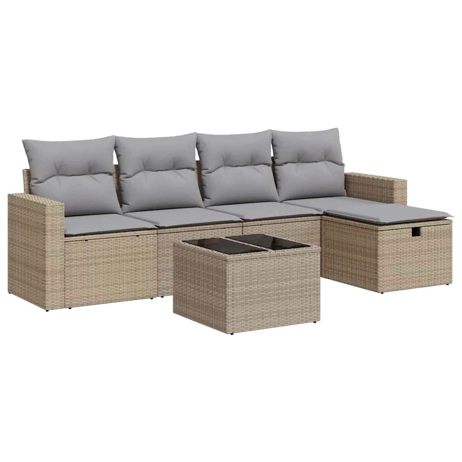vidaXL 6-Tlg Garten-Sofagarnitur mit Kissen Beige Poly Rattan 3325375 günstig online kaufen
