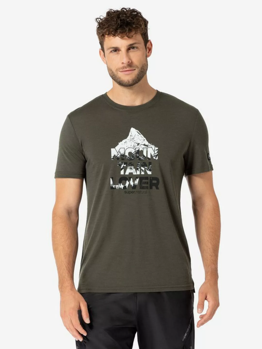 SUPER.NATURAL T-Shirt für Herren, Merino MOUNT RUNDLE Berg Motiv, atmungsak günstig online kaufen