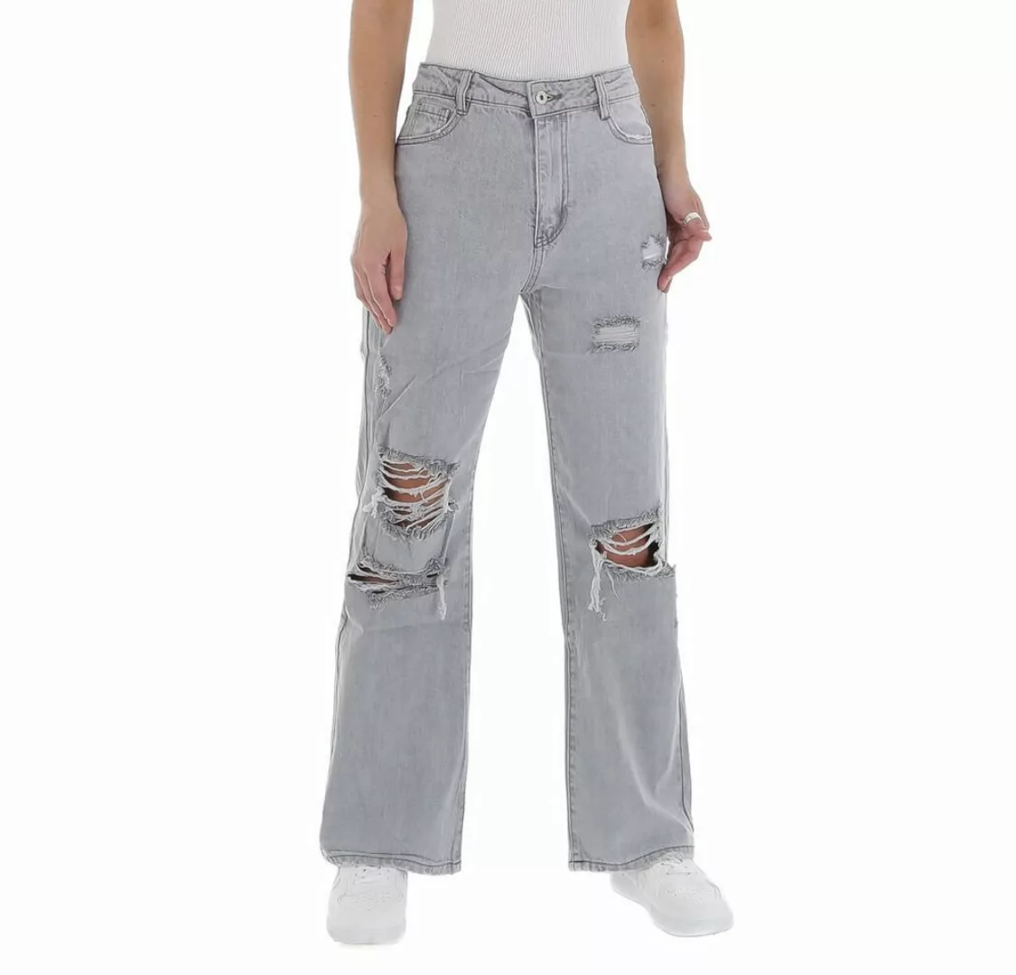 Ital-Design Weite Jeans Damen Freizeit Destroyed-Look High Waist Jeans in H günstig online kaufen