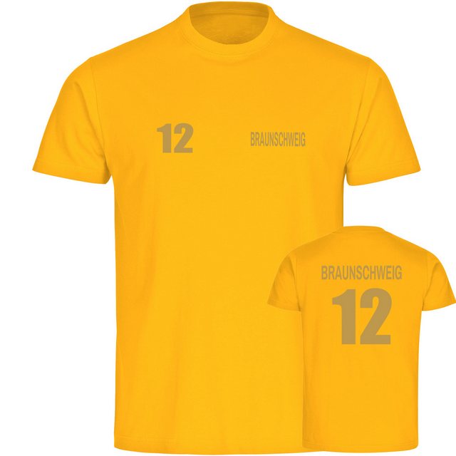 multifanshop T-Shirt Herren Braunschweig - Trikot Nummer 12 gold - Männer günstig online kaufen