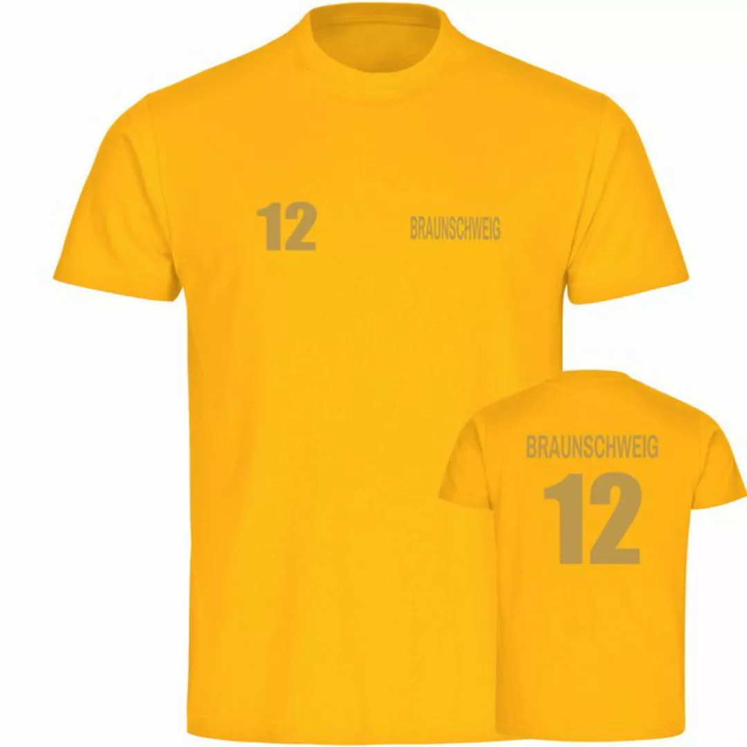 multifanshop T-Shirt Herren Braunschweig - Trikot Nummer 12 gold - Männer günstig online kaufen