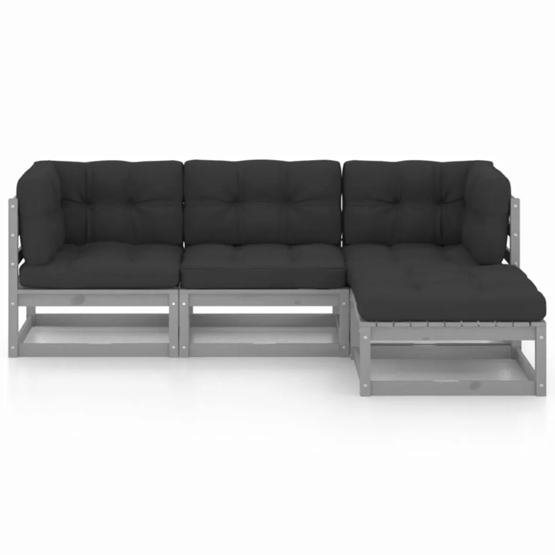 4-tlg. Garten-lounge-set Mit Kissen Kiefer Massivholz günstig online kaufen