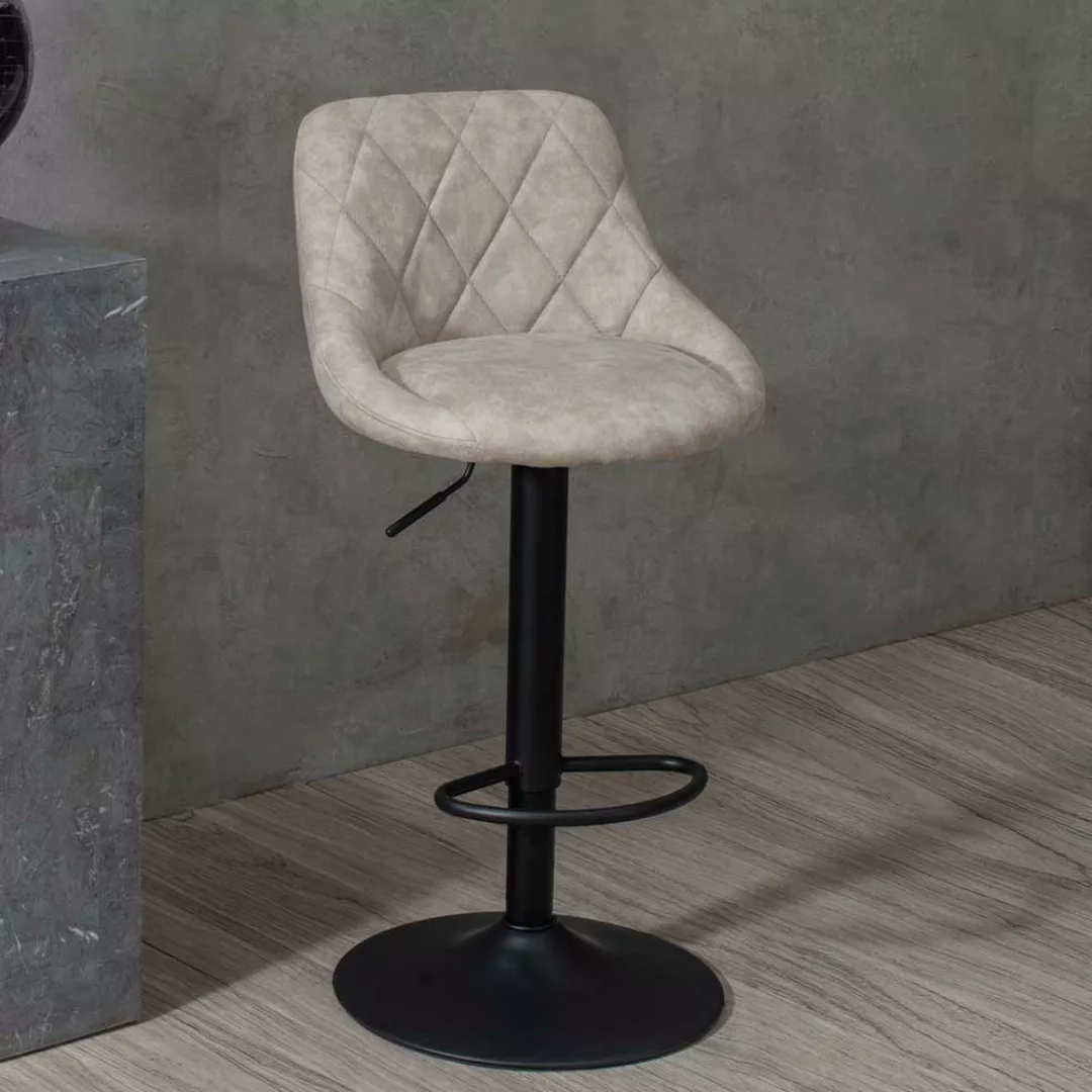 Design Barstühle in Beige und Schwarz gepolstert (2er Set) günstig online kaufen