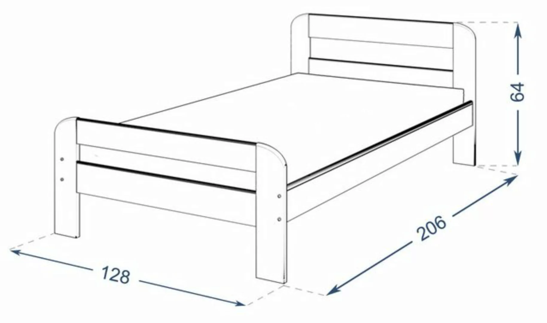 AJKmeble Bettgestell 90x200, 120x200, 140x200, 160x200 oder 180x200cm aus H günstig online kaufen