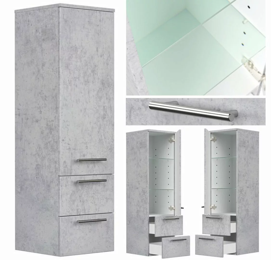 Lomadox Hochschrank ABUJA-02 MAPUTO-02 Badezimmer ABUJA-02 in Beton-Optik m günstig online kaufen