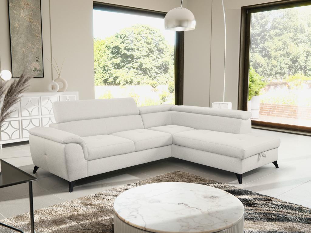 Ecksofa mit Schlaffunktion - Ecke rechts - Stoff - Beige - BORTIGALI günstig online kaufen