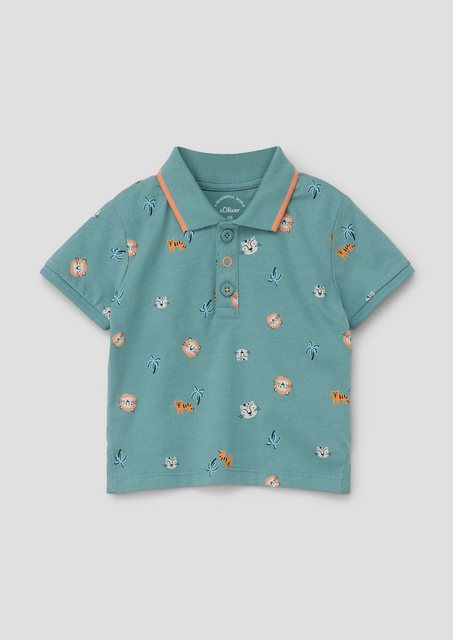 s.Oliver Kurzarmshirt Poloshirt mit All-over-Print Streifen-Detail günstig online kaufen