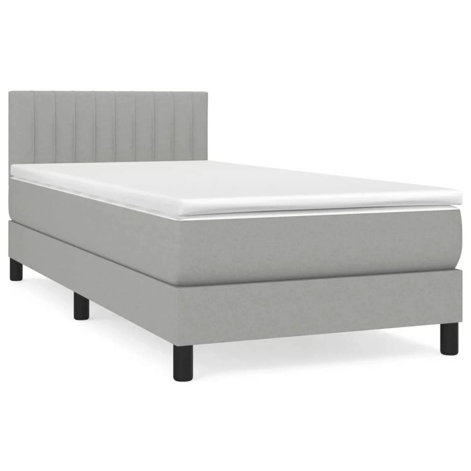 vidaXL Boxspringbett Boxspringbett mit Matratze Hellgrau 80x200 cm Stoff Be günstig online kaufen