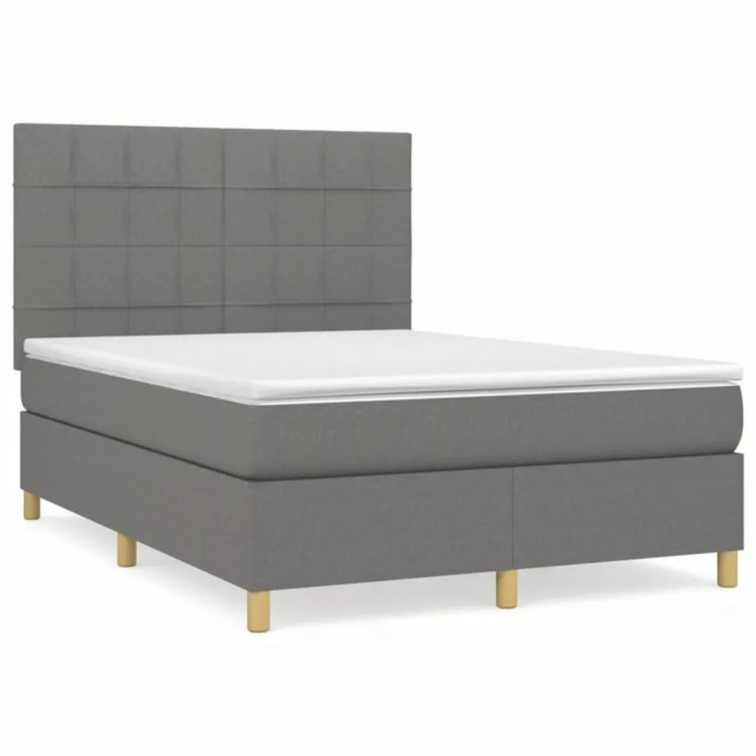 furnicato Bett Boxspringbett mit Matratze Dunkelgrau 140x190 cm Stoff günstig online kaufen