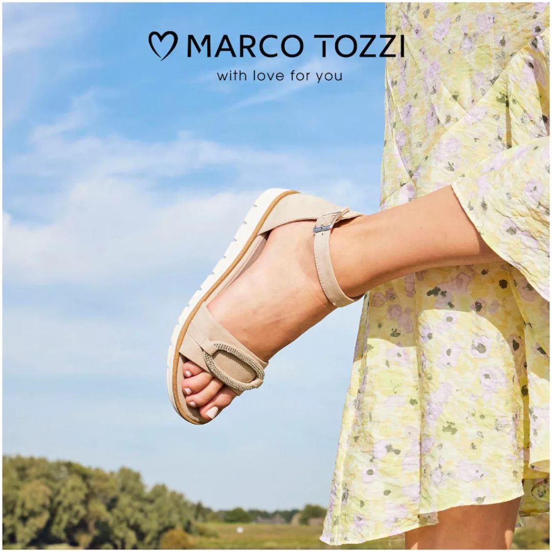 MARCO TOZZI Sandalette, Sommerschuh, Sandale, Keilabsatz, mit Strass-Steine günstig online kaufen