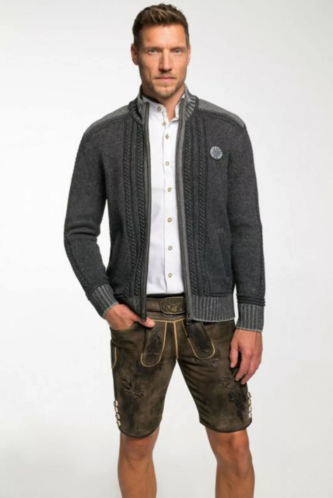 Spieth & Wensky Trachtenstrickjacke Strickjacke Herren - ERATO - jeansblau günstig online kaufen