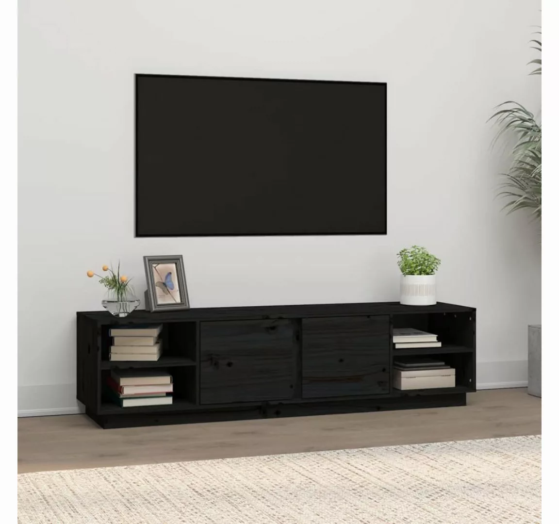 furnicato TV-Schrank Schwarz 156x40x40 cm Massivholz Kiefer günstig online kaufen