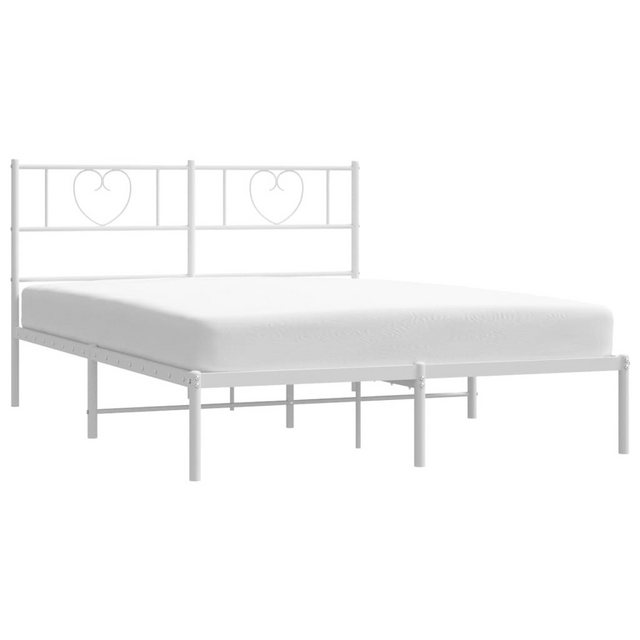 vidaXL Bett Bettgestell mit Kopfteil Metall Weiß 160x200 cm günstig online kaufen