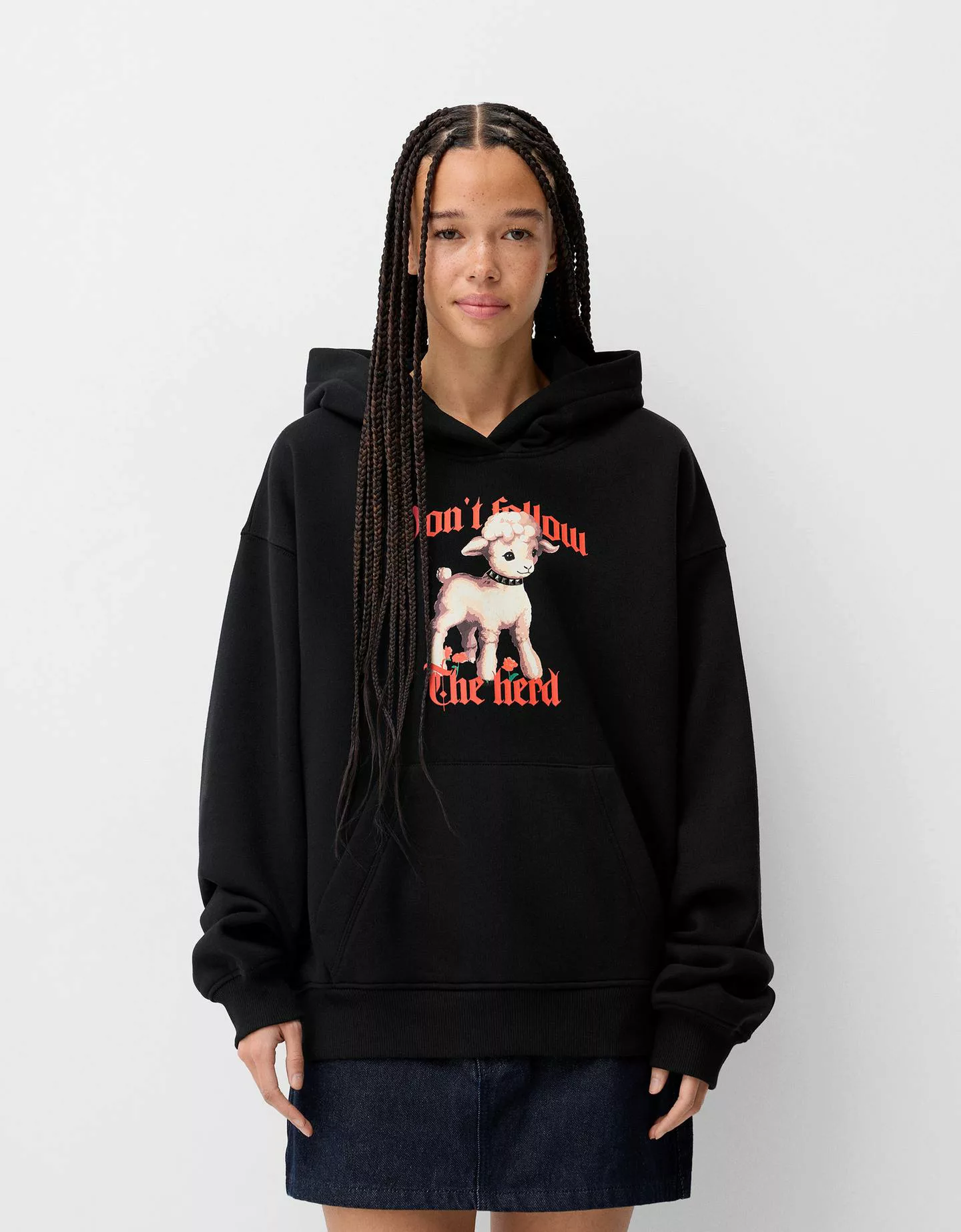 Bershka Hoodie Mit Print Damen M Schwarz günstig online kaufen