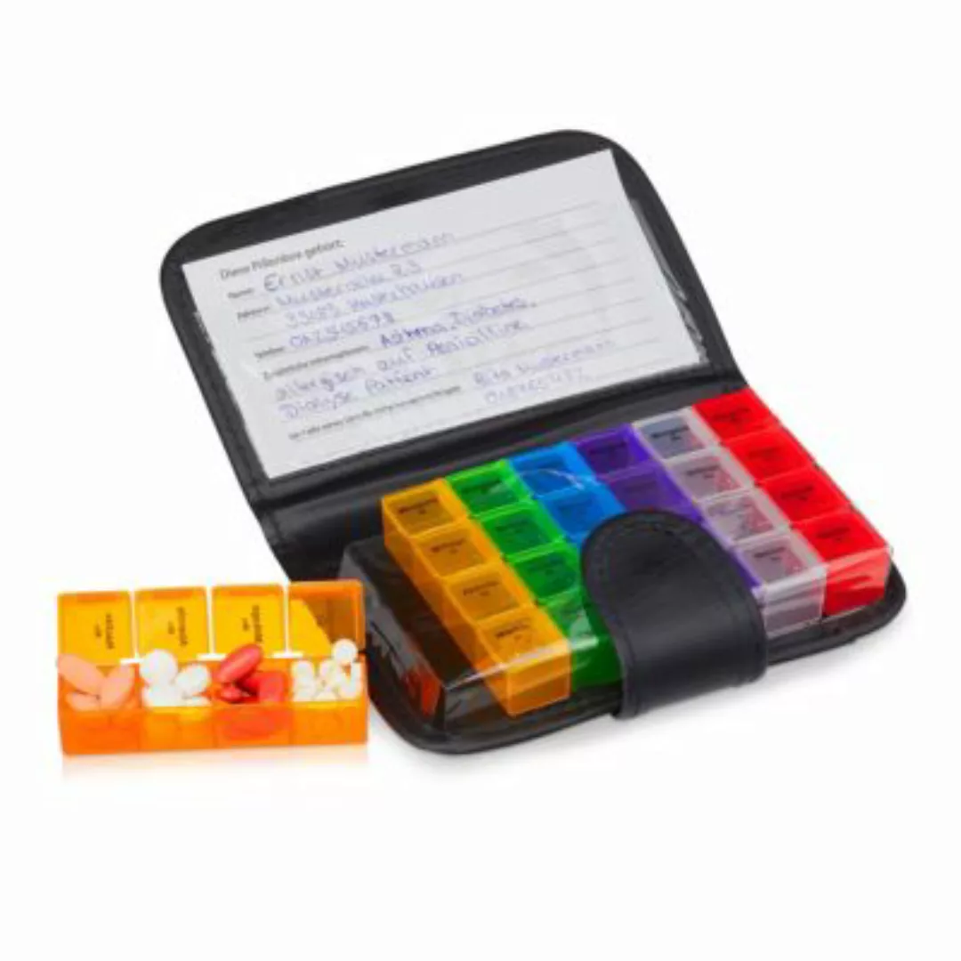 relaxdays Tablettenbox 7 Tage mit Etui schwarz günstig online kaufen