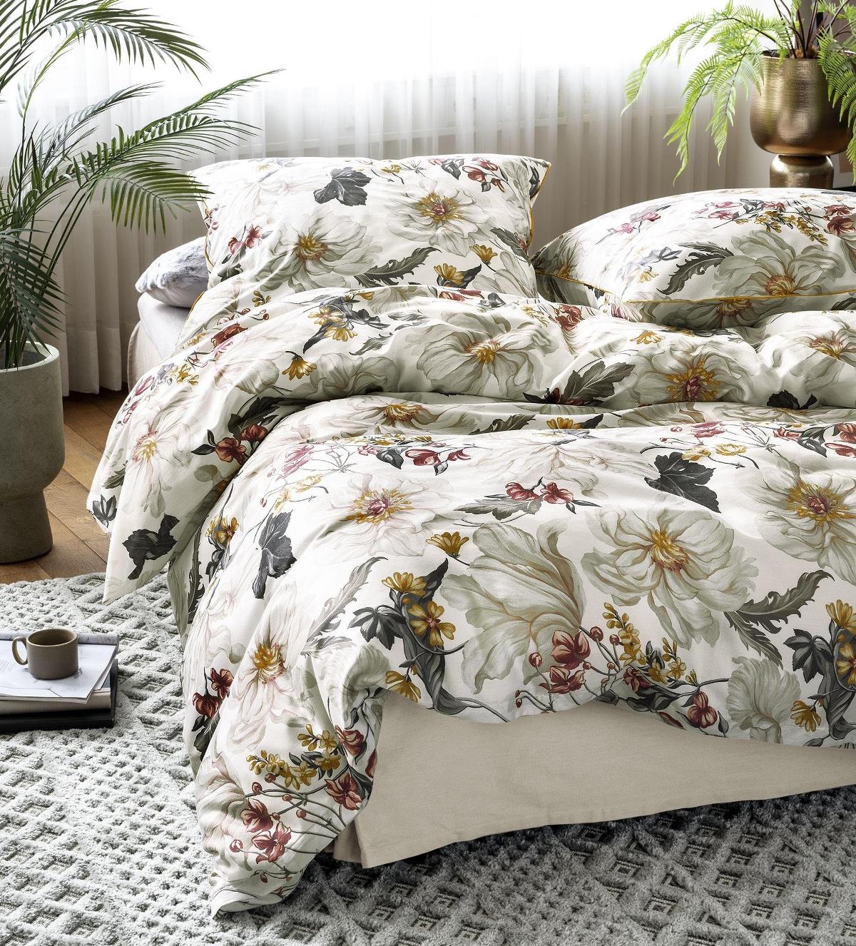 Irisette Mako Satin Bettwäsche Glamour 8472-10 Weiß Blumen 135x200 günstig online kaufen