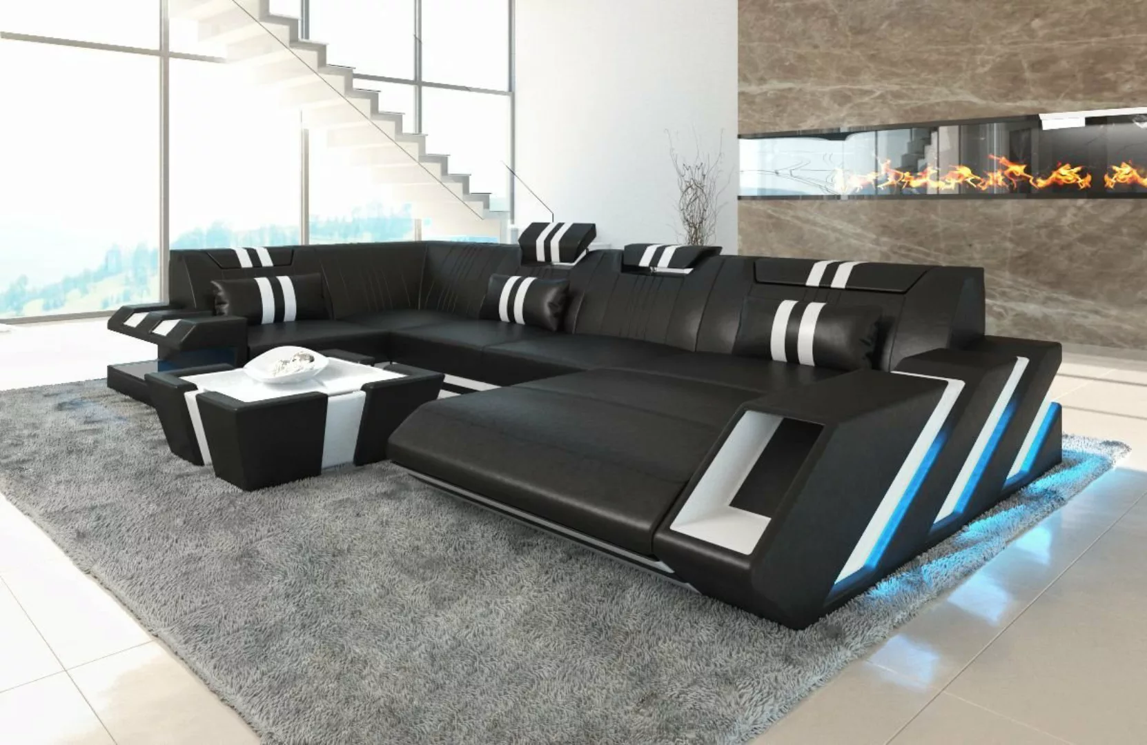 Sofa Dreams Wohnlandschaft Ledersofa Ledercouch Apollonia U Form Leder Sofa günstig online kaufen