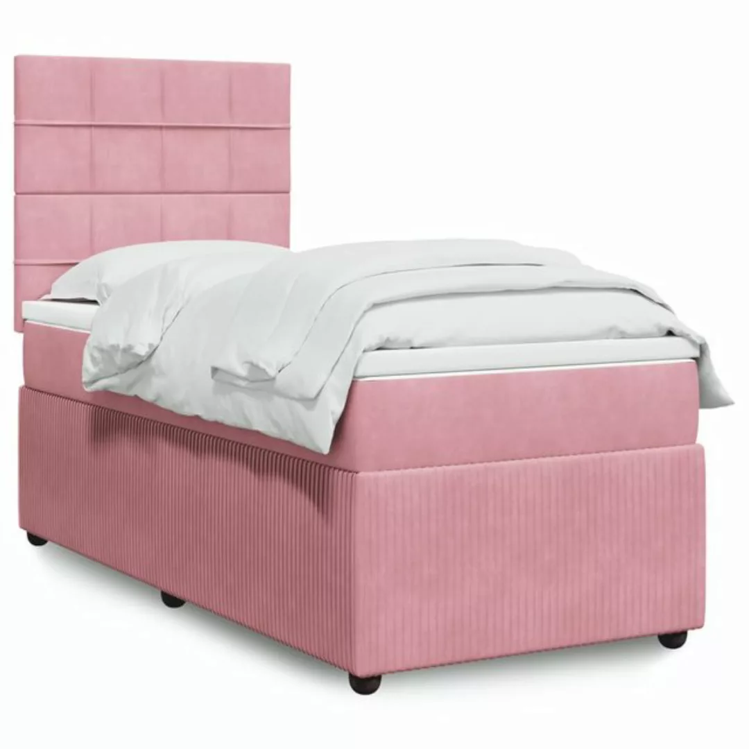 vidaXL Boxspringbett, Boxspringbett mit Matratze Rosa 90x190 cm Samt günstig online kaufen