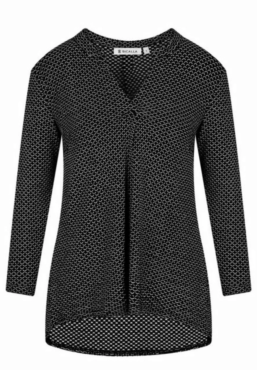 BICALLA Blusentop Shirt mit Jacquard-Muster in Schwarz/Weiß günstig online kaufen