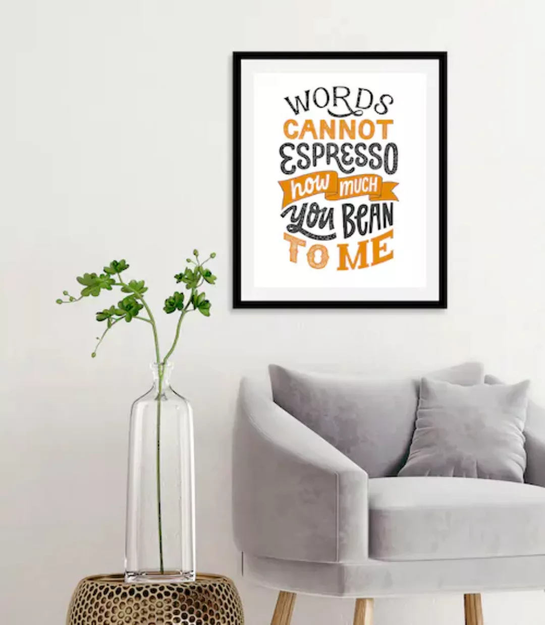queence Bild "Espresso Bean", Schriftzüge, (1 St.), gerahmt günstig online kaufen