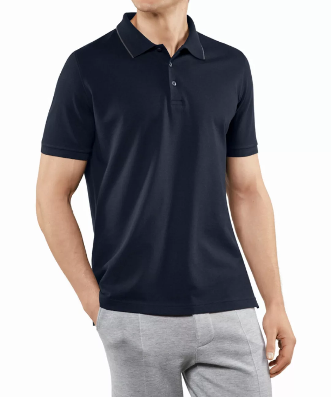 FALKE Polo Shirt Polo, Herren, M, Blau, Struktur, Baumwolle, 62100-611603 günstig online kaufen