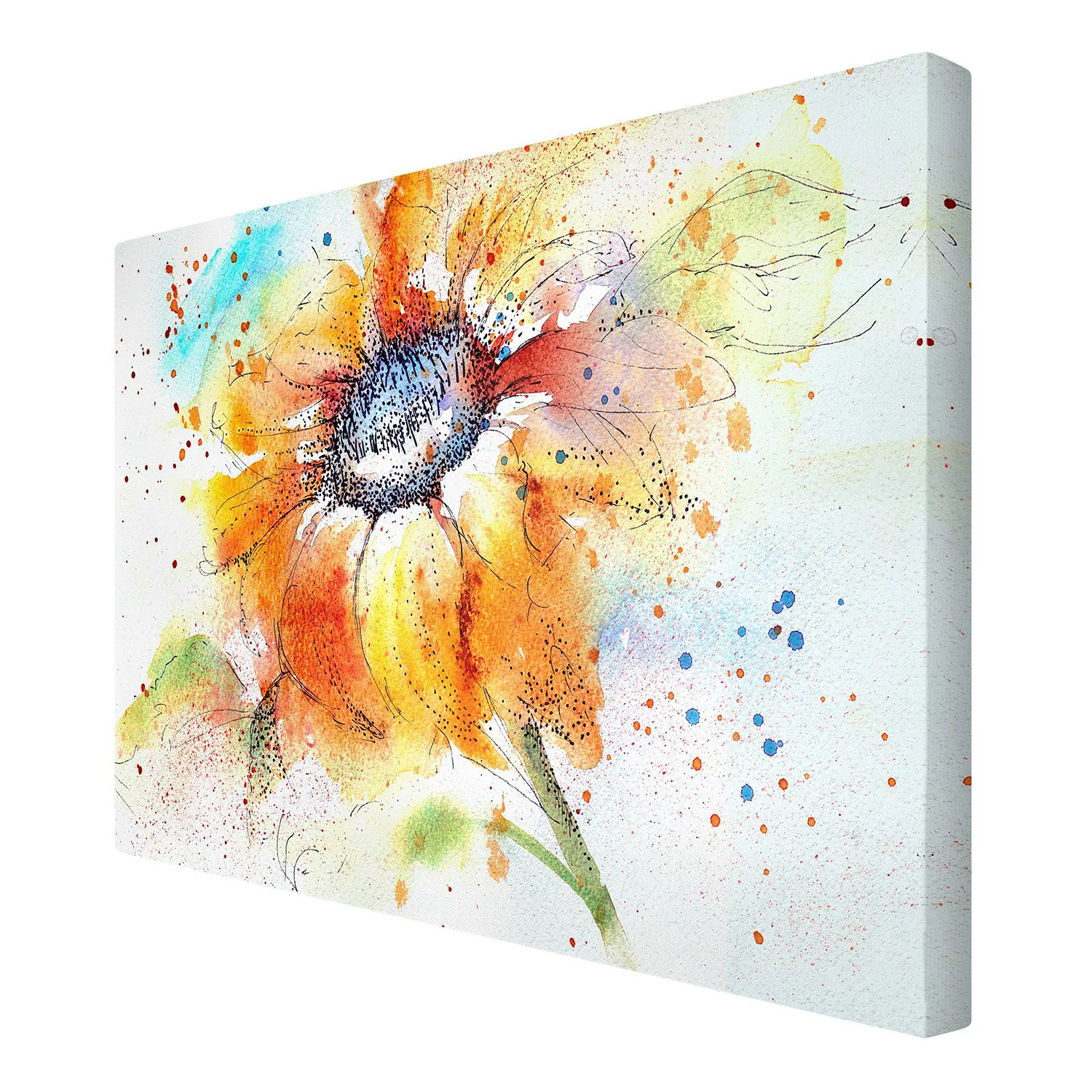 Leinwandbild Blumen - Querformat Painted Sunflower günstig online kaufen