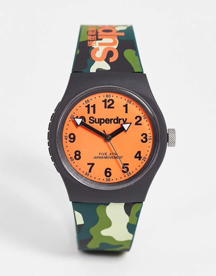 Superdry – Uhr mit Silikonarmband mit Military-Muster-Bunt günstig online kaufen