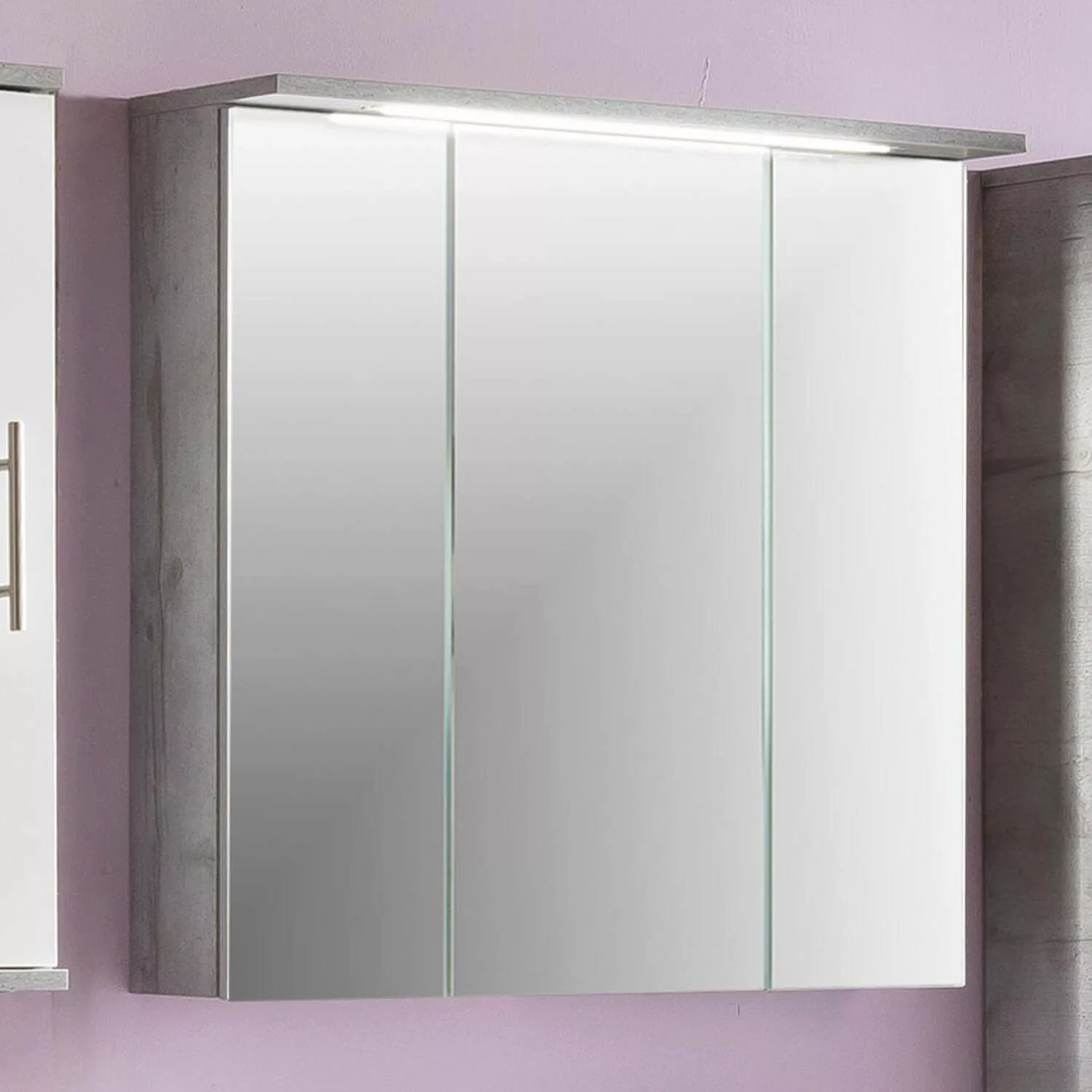 Spiegelschrank Badezimmer NITRA-80 in Steingrau mit LED-Beleuchtung, B/H/T: günstig online kaufen