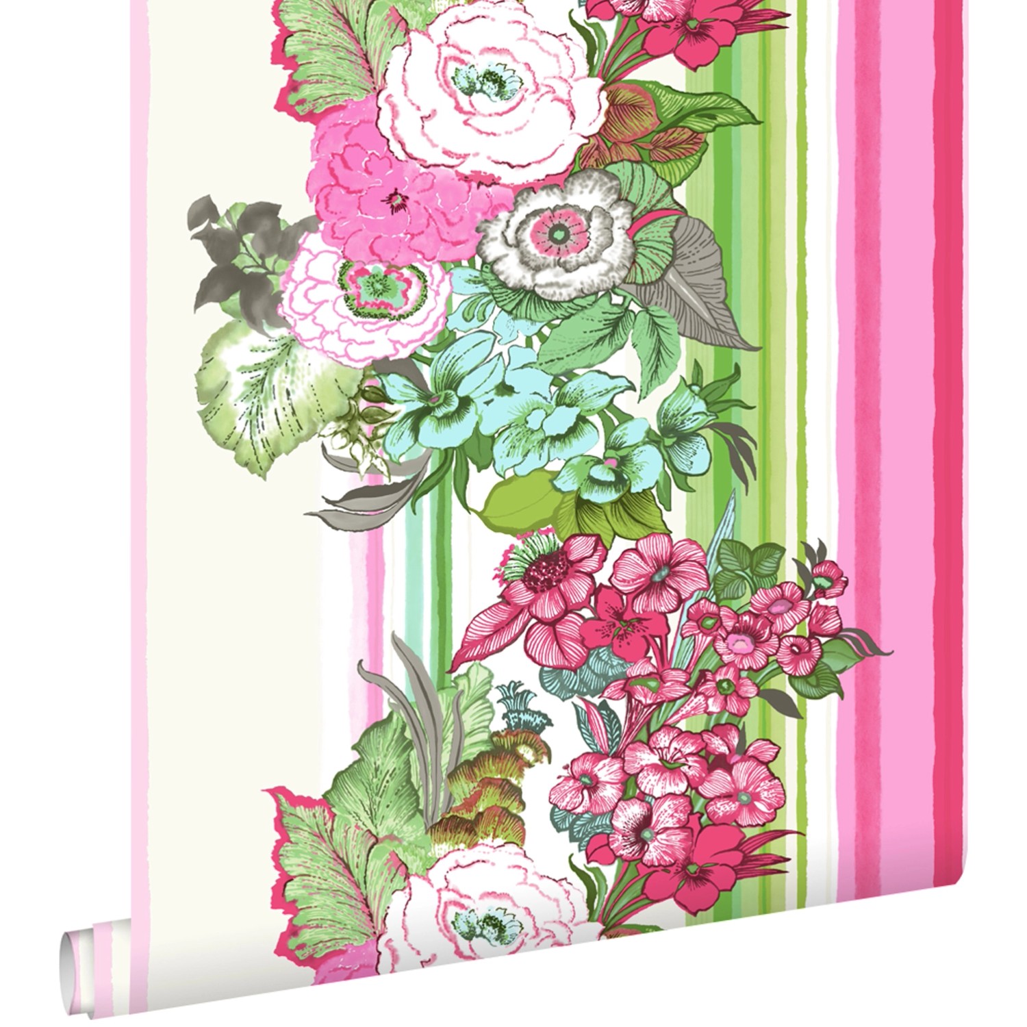 ESTAhome Tapete Blumenmuster 7036 Rosa und Lindgrün 53 cm x 1005 m günstig online kaufen